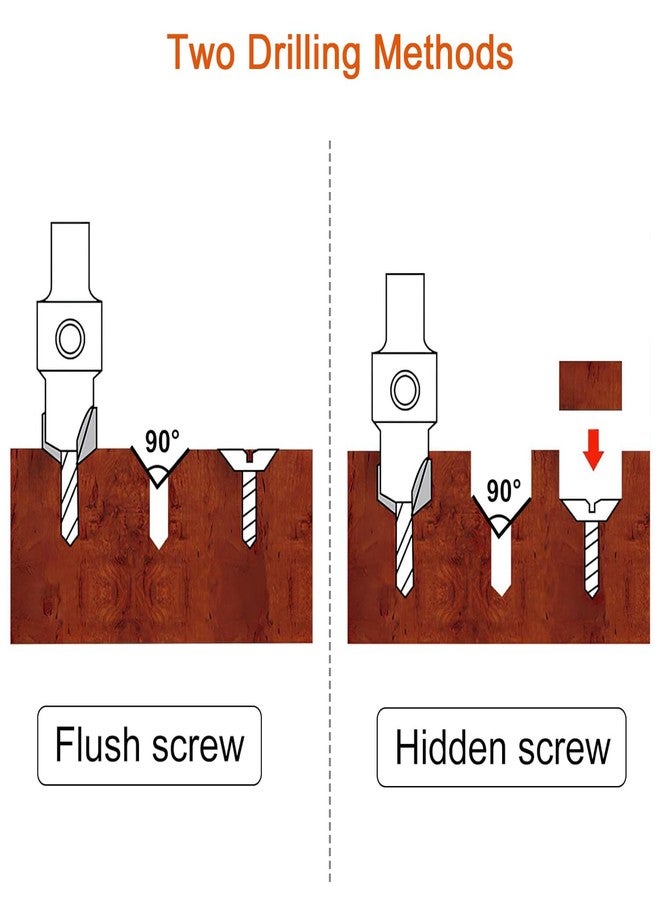 Serplex® 10Pcs Wood Countersink Drill Bit Set, 5Pcs Countersink Drill Bit with 5Pcs Extra Pilot Drill Bit, Tapered Drill Bits with 5/16" Round Shank, Counter Sinker Drill Bit Set for Woodworking - Image 4
